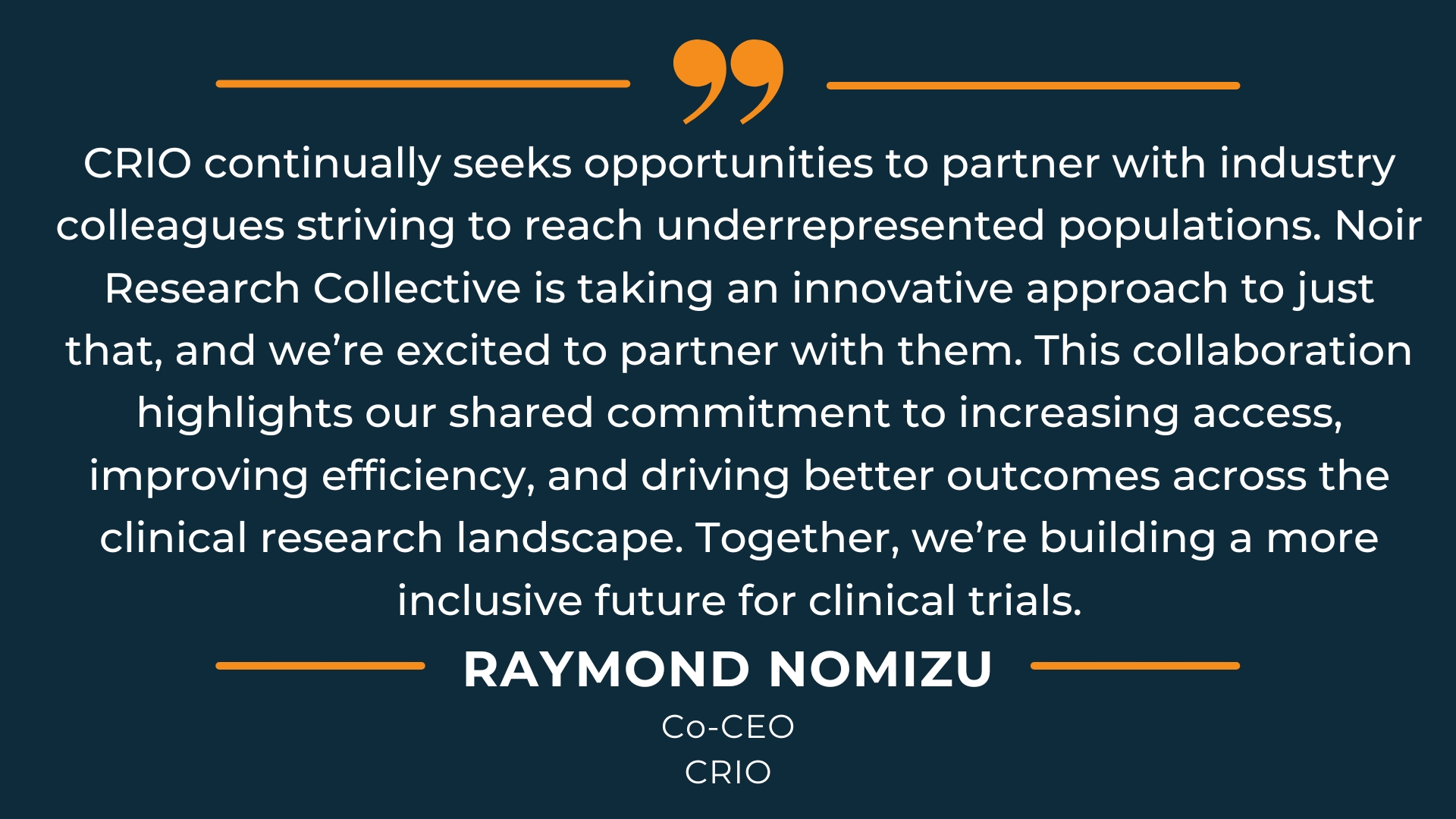 Image of Raymond Nomizu's quote about CRIO and the NRC's collaboration
