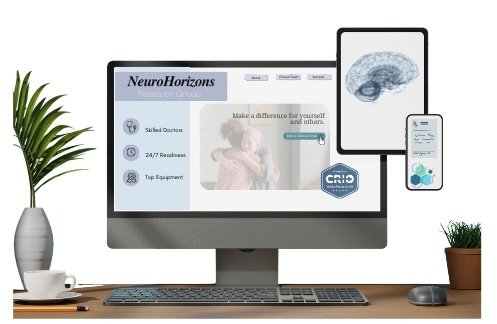 graphic showing CRIO badges on an example website