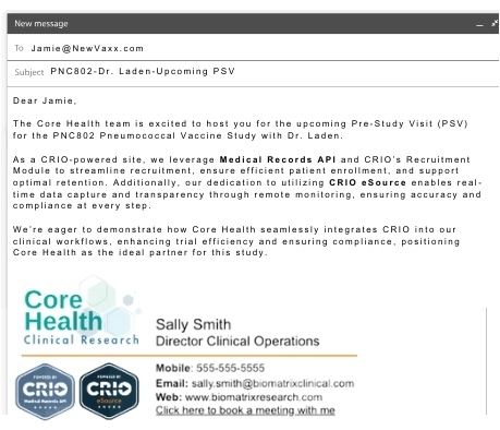 Graphic showing CRIO badges used in an email signature