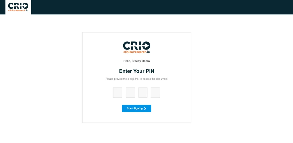 System-generated PIN codes ensure patient identity during remote consent