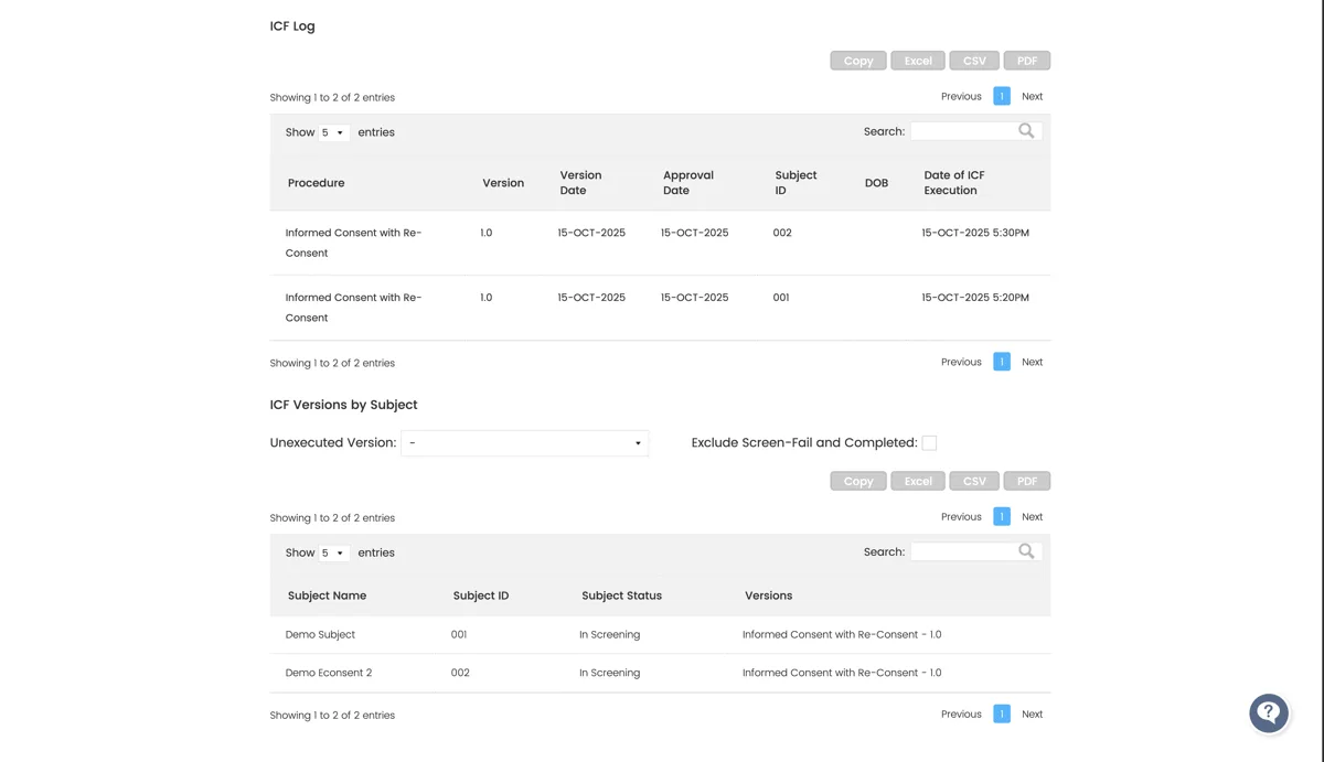Version control ensures that patients always sign the latest IRB-approved form, no manual tracking needed.